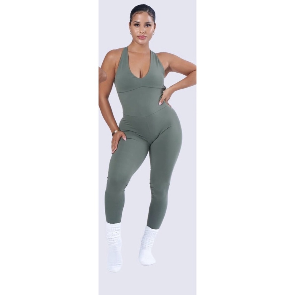Workouts By Katya Olive Green Jumpsuit